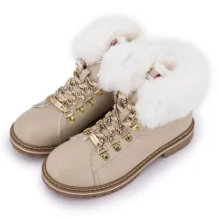 Boots cuir grainé avec fausse fourrure Femme LES TROPEZIENNES PAR M.BELARBI