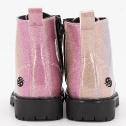 Botines arc en ciel lacets noirs avec zip rose métallique Enfant DOCKERS BY GERLI