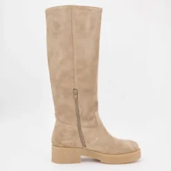 Bottes hautes daim beige avec zip sukumia Femme EXIT