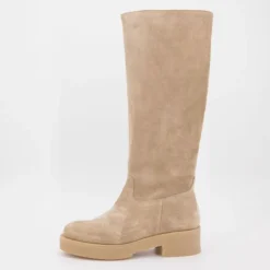 Bottes hautes daim beige avec zip sukumia Femme EXIT