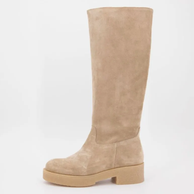 Bottes hautes daim beige avec zip sukumia Femme EXIT