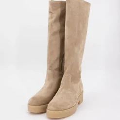 Bottes hautes daim beige avec zip sukumia Femme EXIT