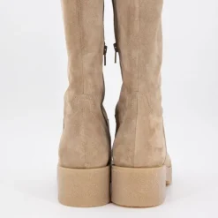Bottes hautes daim beige avec zip sukumia Femme EXIT