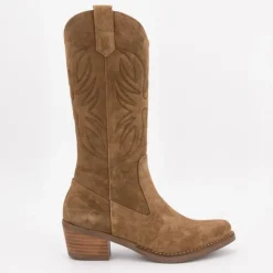 Bottes santiag daim marron clair à motif ailés Femme PATRICIA MILLER