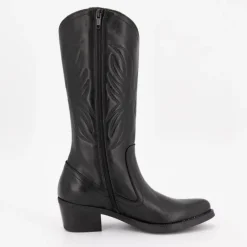 Bottes santiag noires avec motif ailes surpiquées cuir Femme PATRICIA MILLER