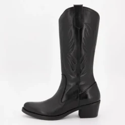 Bottes santiag noires avec motif ailes surpiquées cuir Femme PATRICIA MILLER