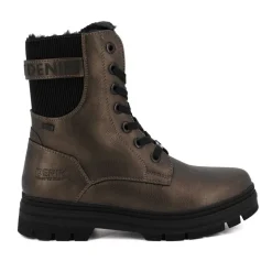 Bottines à lacets fausse fourrure old gold Femme TOM TAILOR