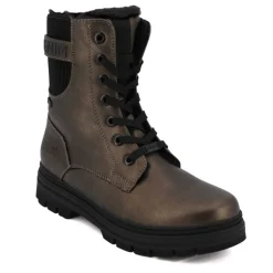 Bottines à lacets fausse fourrure old gold Femme TOM TAILOR