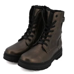 Bottines à lacets fausse fourrure old gold Femme TOM TAILOR