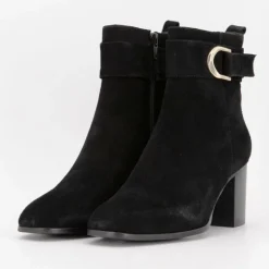 Bottines à talons carrés daim avec boucles Femme ELWIN