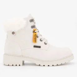 Bottines à zip crème effet nubuk ice avec fausse fourrure lacets décoratifs Femme DOCKERS BY GERLI