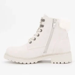 Bottines à zip crème effet nubuk ice avec fausse fourrure lacets décoratifs Femme DOCKERS BY GERLI