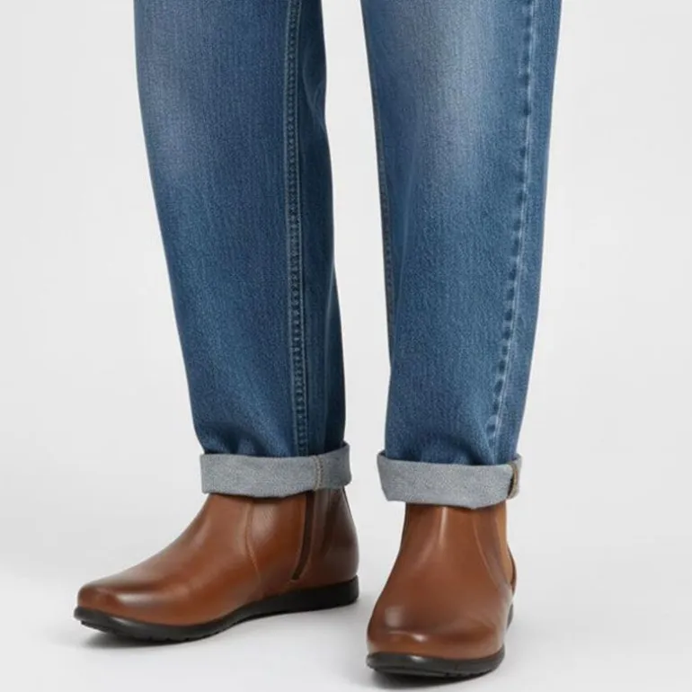 Bottines chelsea cuir cognac semelle noire Homme PIERRE CARDIN