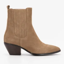 Bottines cuir à talons carrés daim Femme ELWIN