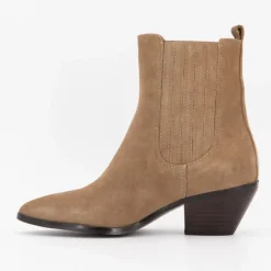 Bottines cuir à talons carrés daim Femme ELWIN