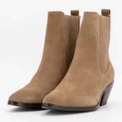 Bottines cuir à talons carrés daim Femme ELWIN