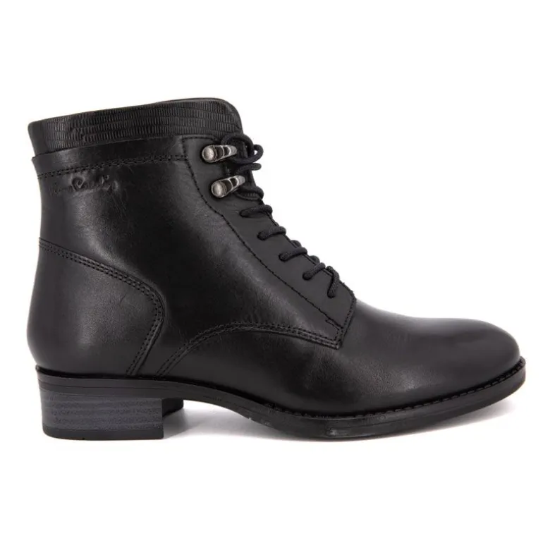 Bottines cuir à talons noir avec lacets Femme PIERRE CARDIN