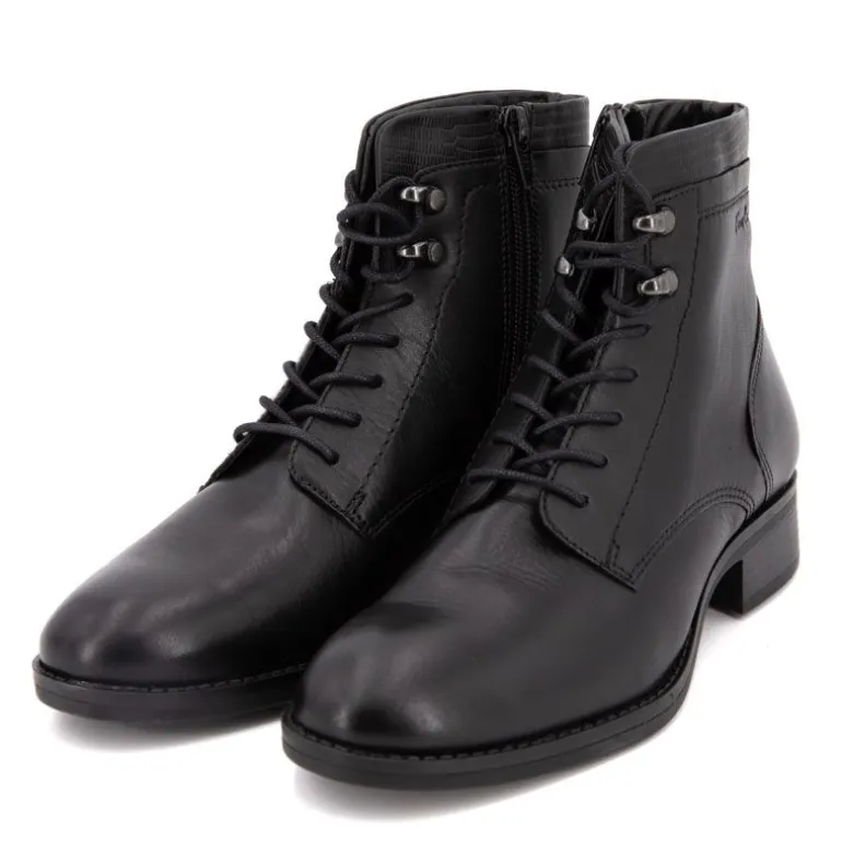 Bottines cuir à talons noir avec lacets Femme PIERRE CARDIN