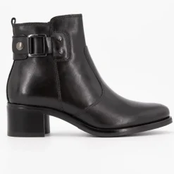 Bottines cuir Iris talons carré avec boucle argentée Femme KEYS