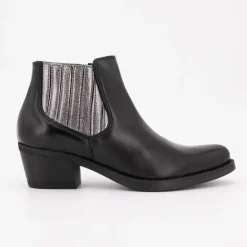Bottines cuir lisse avec empiècement métalissé Femme PATRICIA MILLER