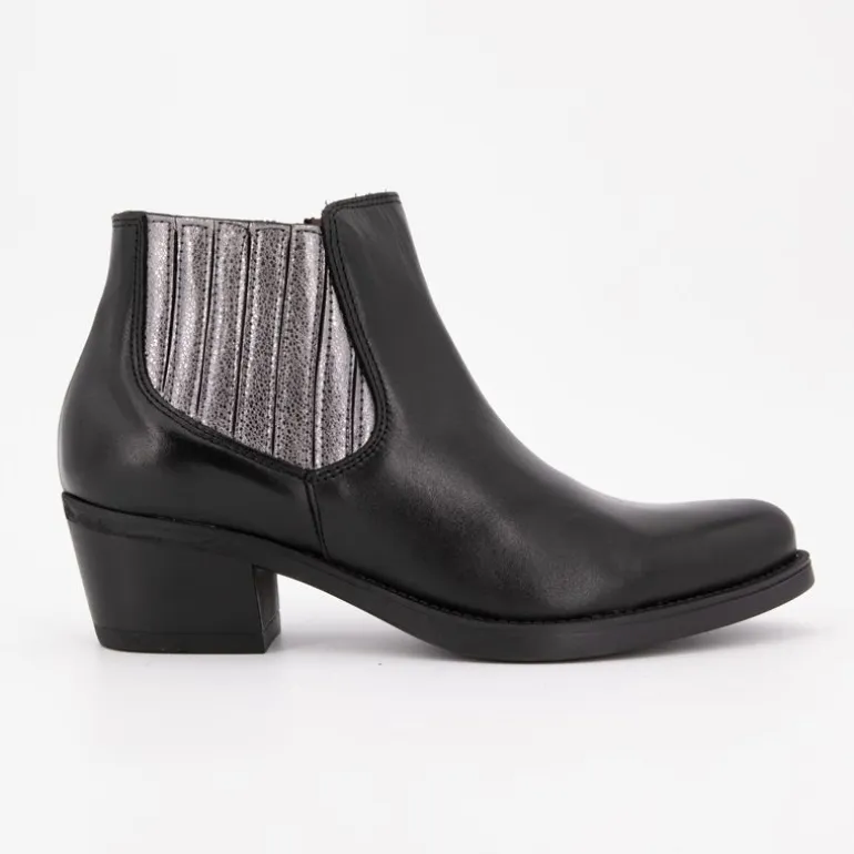 Bottines cuir lisse avec empiècement métalissé Femme PATRICIA MILLER