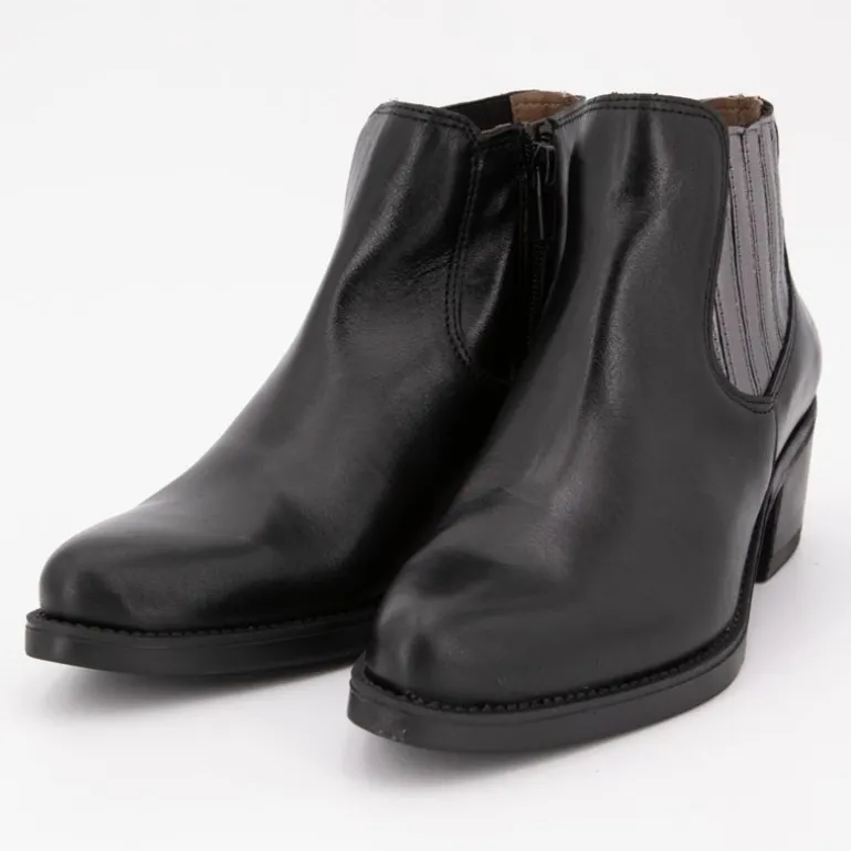 Bottines cuir lisse avec empiècement métalissé Femme PATRICIA MILLER