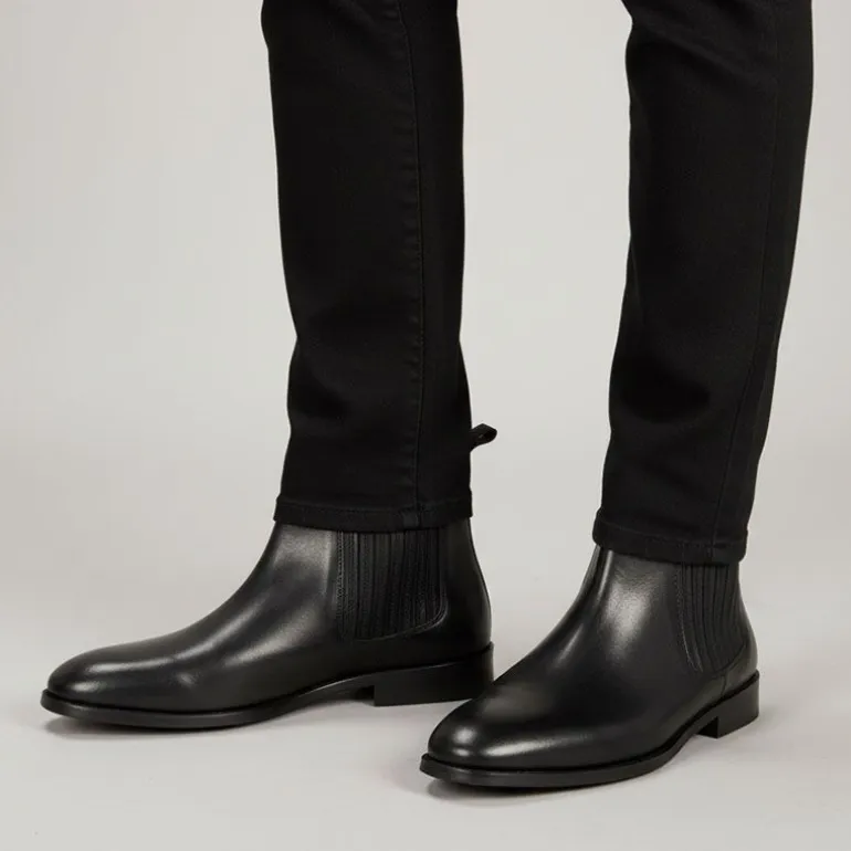 Bottines cuir lisse noires Homme ABACO PARIS