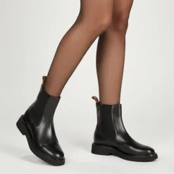 Bottines cuir Loom noir bande dorée Femme LES TROPEZIENNES PAR M.BELARBI