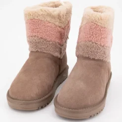 Bottines cuir taupe avec effet moutonné coloré Enfant PEPE JEANS