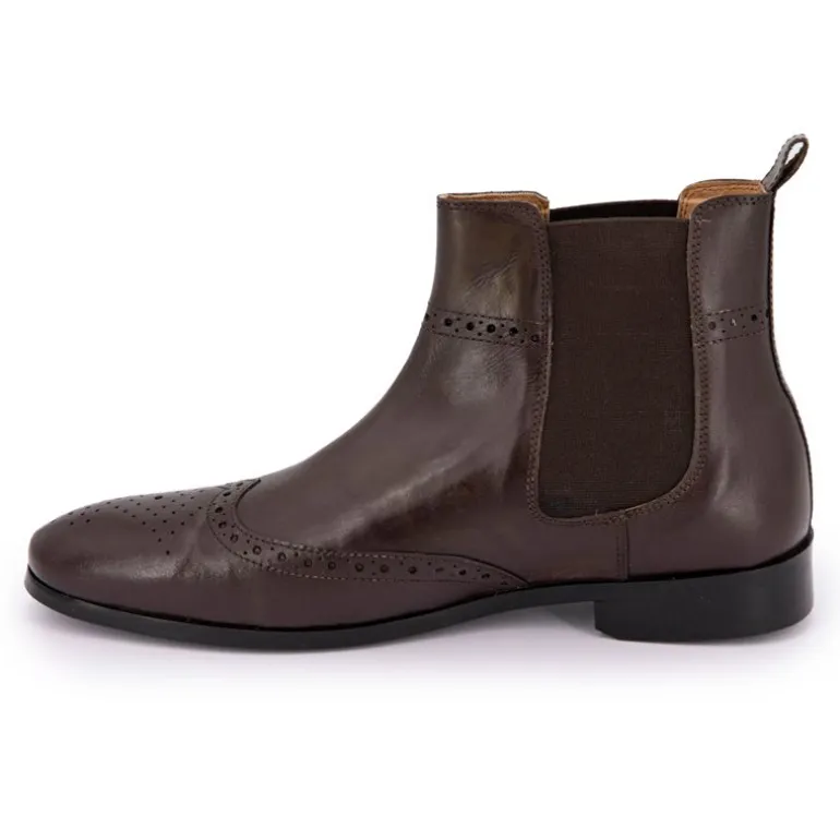 Bottines en cuir chelsea avec élastique marron Homme CHRISTIAN LAURIER