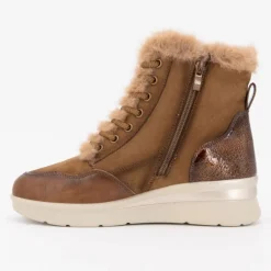 Bottines fourrées marron compensées à lacets Femme AMARPIES