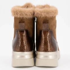 Bottines fourrées marron compensées à lacets Femme AMARPIES