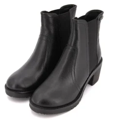 Bottines élastique à talons Mine noir cuir grainé Femme LES TROPEZIENNES PAR M.BELARBI