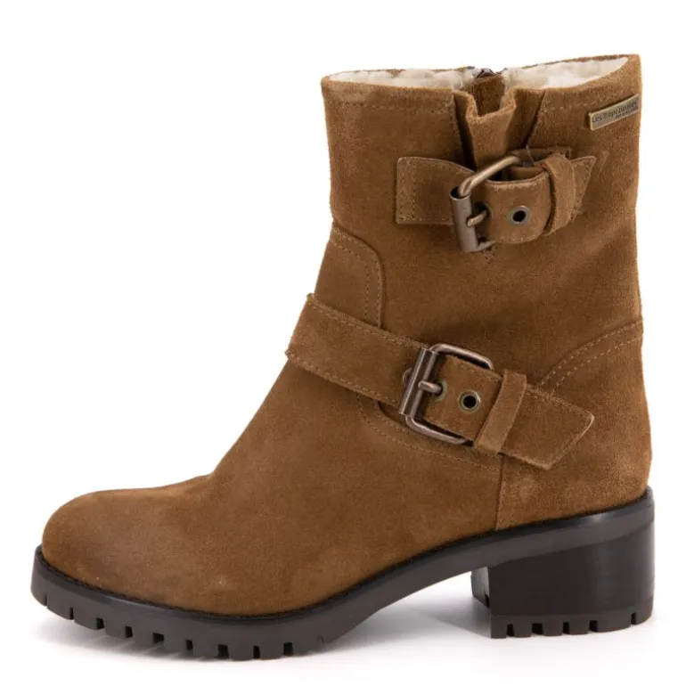 Bottines Lynette style motard camel en cuir Femme LES TROPEZIENNES PAR M.BELARBI