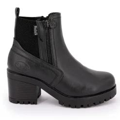 Bottines noires à talon crantées zip sur le côté élastiquées en arrière Femme DOCKERS BY GERLI