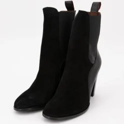 Bottines noires talons hauts bi matière daim cuir lisse Femme SCOTCH AND SODA