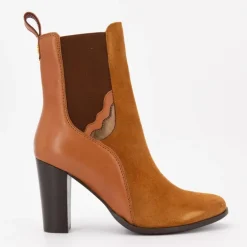 Bottines noires talons hauts bi matière daim cuir lisse Femme SCOTCH AND SODA