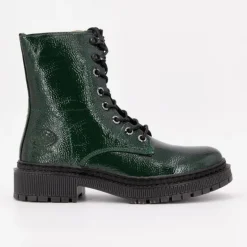 Bottines rangers vert sapin effet cuir à lacets noirs Femme DOCKERS BY GERLI