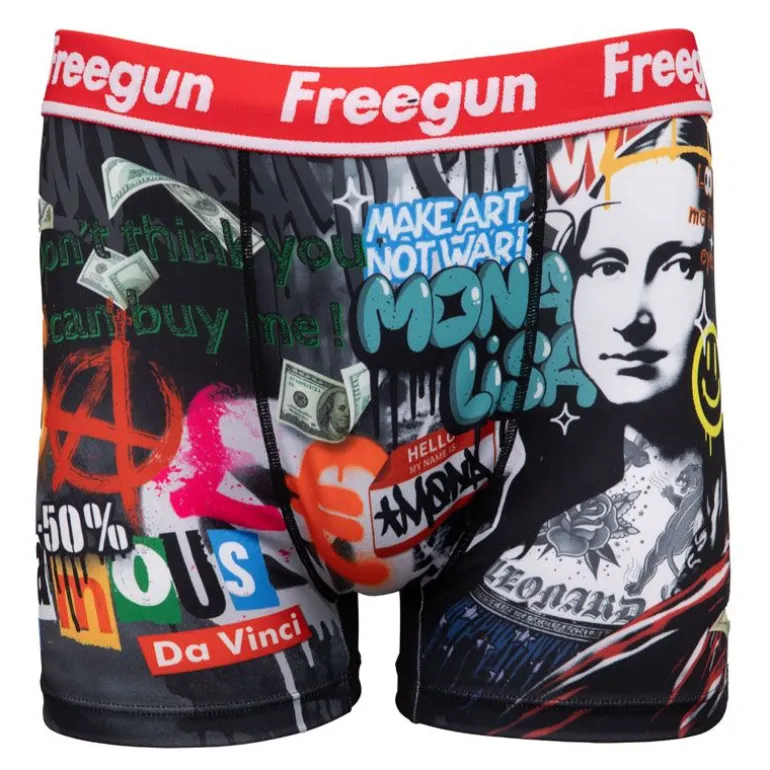 Boxer élastique grafiti Mona Lisa Artwork Homme FREEGUN