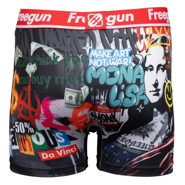 Boxer élastique grafiti Mona Lisa Artwork Homme FREEGUN