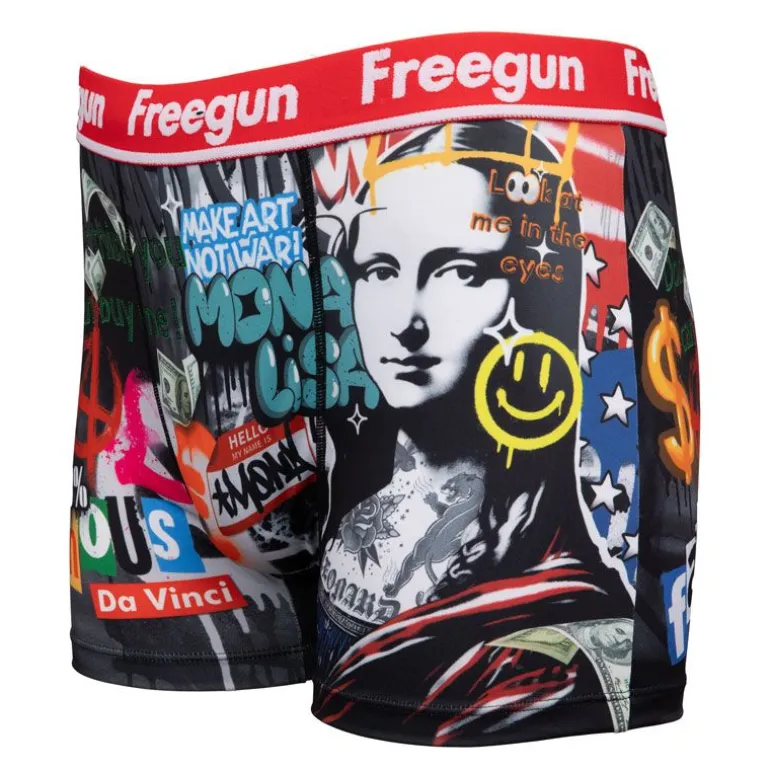 Boxer élastique grafiti Mona Lisa Artwork Homme FREEGUN
