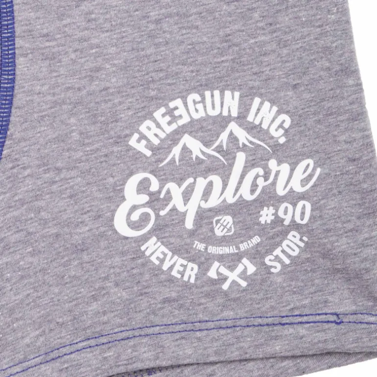 Boxer motif graphique surpiqures bleues Homme FREEGUN