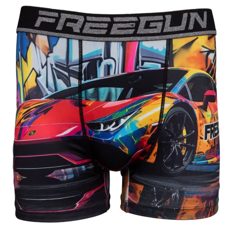 Boxer multicolor imprimé voiture et grafiti Homme FREEGUN