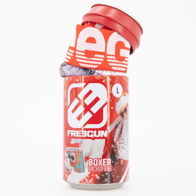 Boxer Père Noël microfibre HO HO HO avec coffret canette Homme FREEGUN