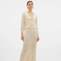 Cardigan Verena birch brodé à nouer Femme VERO MODA