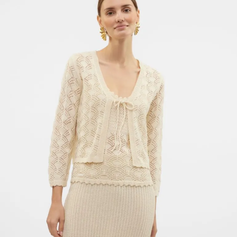 Cardigan Verena birch brodé à nouer Femme VERO MODA