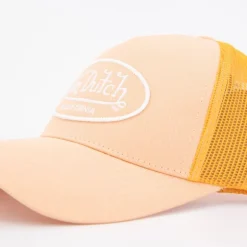 Casquette trucker tissu orange blason logo brodé Homme VON DUTCH