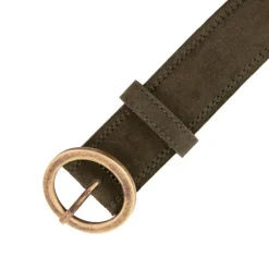 Ceinture cuir de vache daim boucle doré cercle Femme DOCKERS