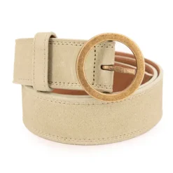 Ceinture cuir de vache daim boucle doré cercle Femme DOCKERS
