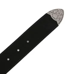 Ceinture en cuir western boucle argentée à motifs gravés Femme DEELUXE 74